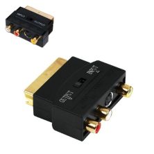Adaptador de Audio Euroconecotr a RCA Scart-M a 3xRCA-H+SVIDEO/H con Switch · Negro