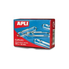 Clips APLI 11714 - Nº2 · 10 cajas x 100 unidades · Plata